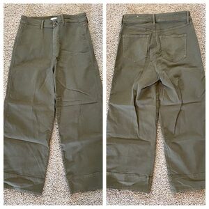 Loft Made and Loved High Rise Waist Wide Leg Jeans Dark Olive Green Size 29 / 8